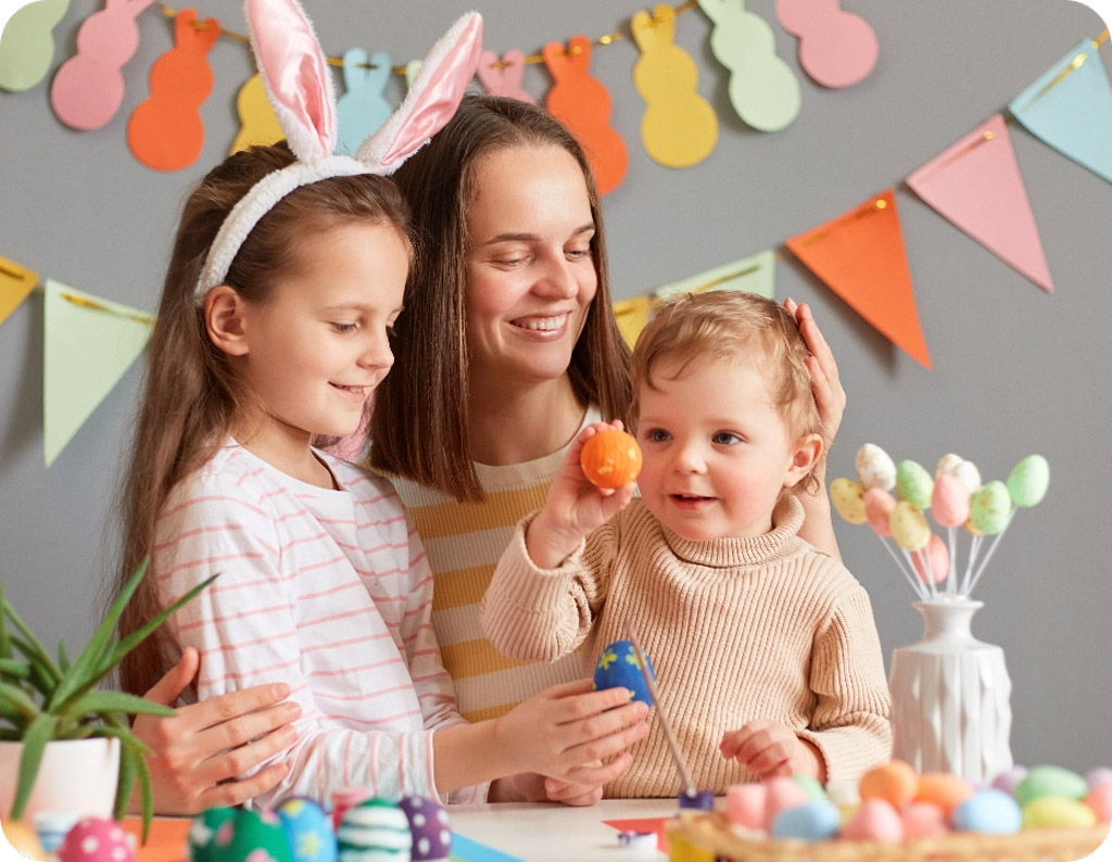 Easter decorations with family